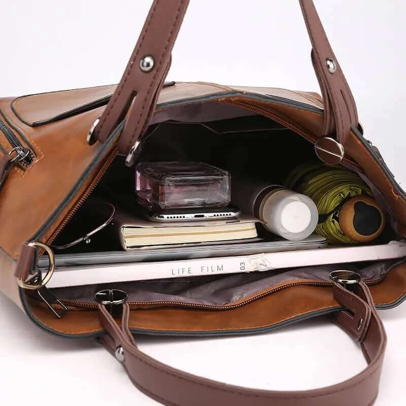Dámská shopper kabelka přes rameno a crossbody se zipovými kapsami | Prostorná, do práce