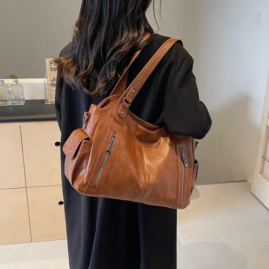 Borsa a tracolla da donna in pelle con zip