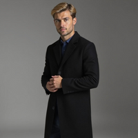 Men's slim-fit single-breasted knee-length coat