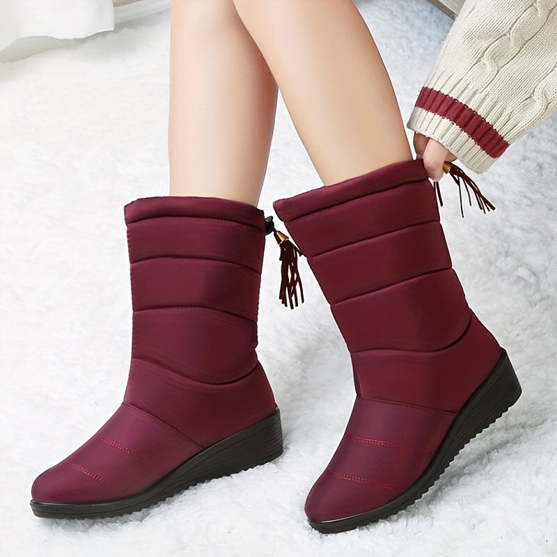Bottes de neige pour femme, doublées et montant jusqu’au mollet | chaussures d’hiver antidérapantes