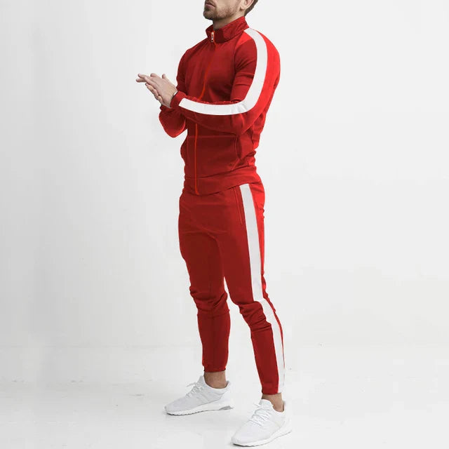 Pánske tepláky, súprava slim fit s mikinou na zips a zúženými nohavicami