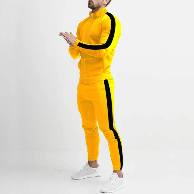 Pánske tepláky, súprava slim fit s mikinou na zips a zúženými nohavicami