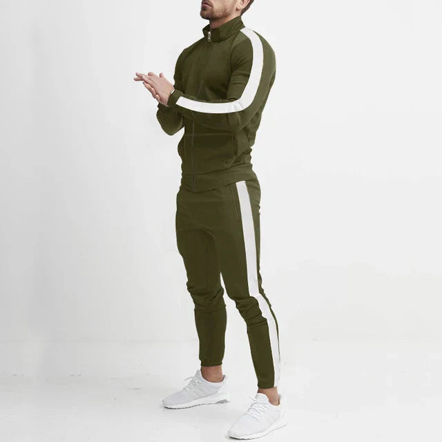 Pánske tepláky, súprava slim fit s mikinou na zips a zúženými nohavicami