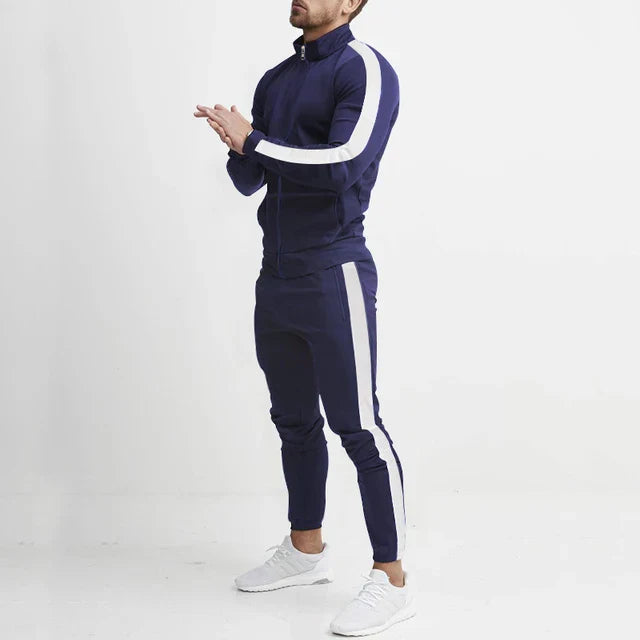 Pánske tepláky, súprava slim fit s mikinou na zips a zúženými nohavicami