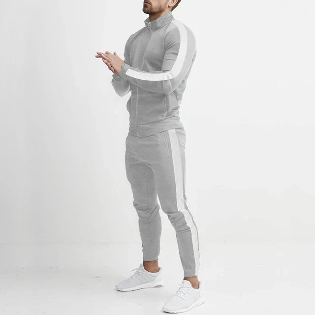 Pánske tepláky, súprava slim fit s mikinou na zips a zúženými nohavicami