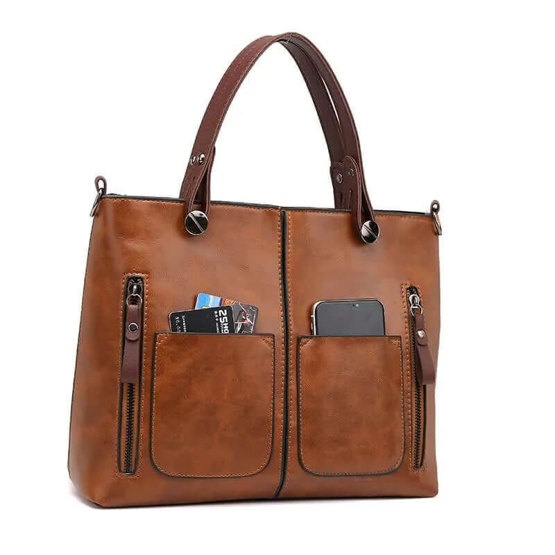 Dámská shopper kabelka přes rameno a crossbody se zipovými kapsami | Prostorná, do práce