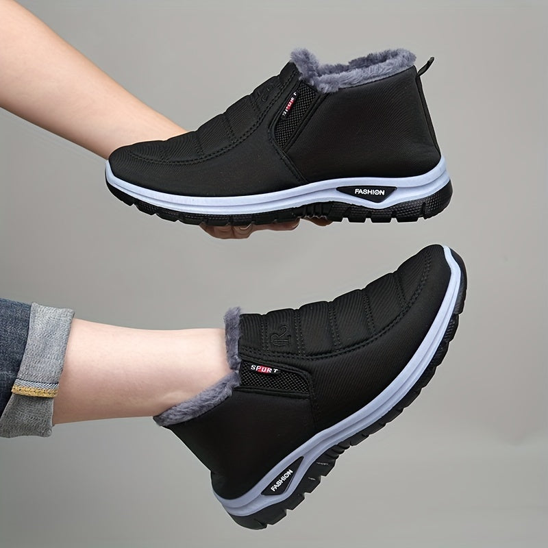 Bottines d’hiver femme fourrées à enfiler, avec fermeture éclair