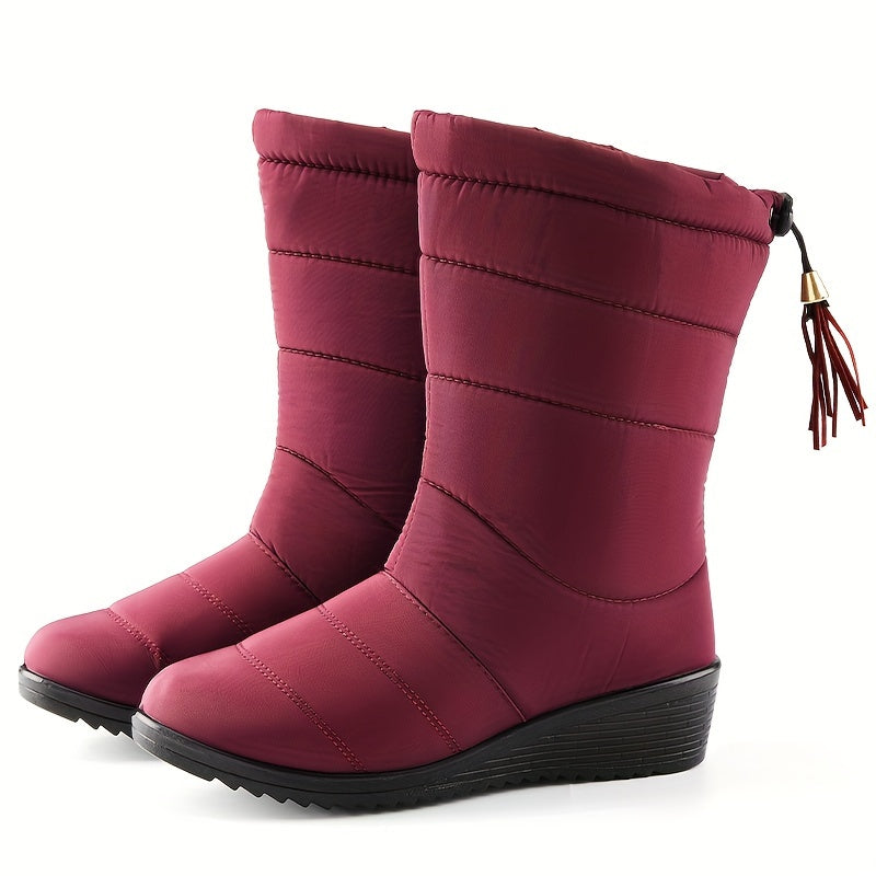 Bottes de neige pour femme, doublées et montant jusqu’au mollet | chaussures d’hiver antidérapantes