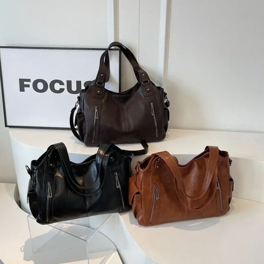 Borsa a tracolla da donna in pelle con zip