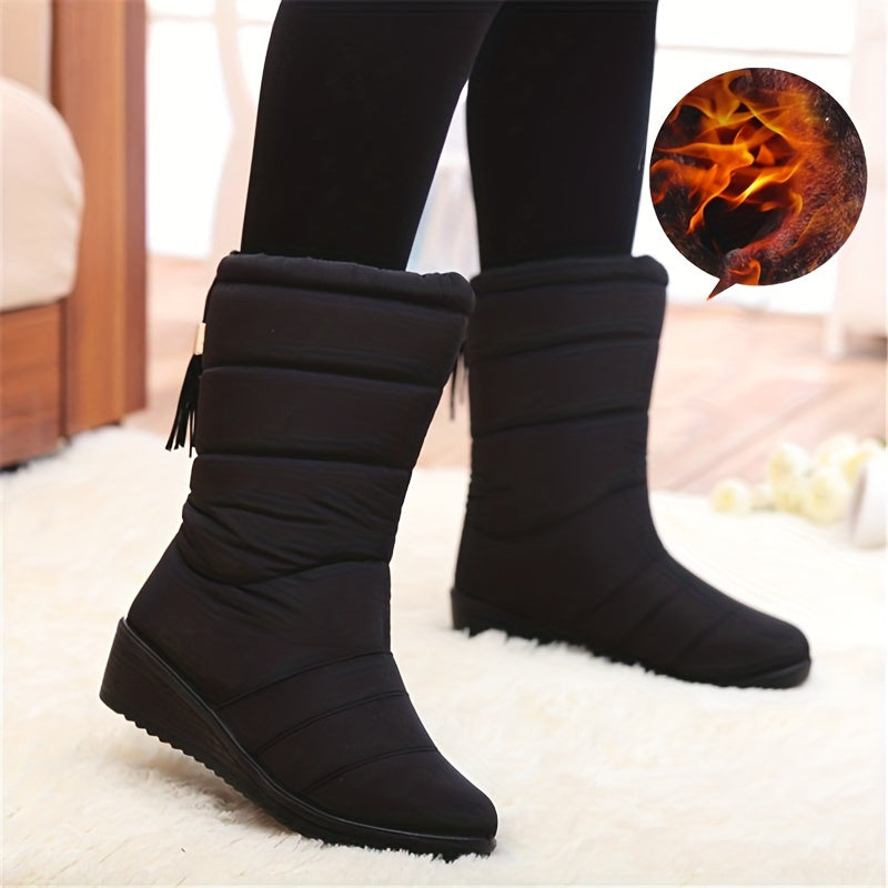 Bottes de neige pour femme, doublées et montant jusqu’au mollet | chaussures d’hiver antidérapantes