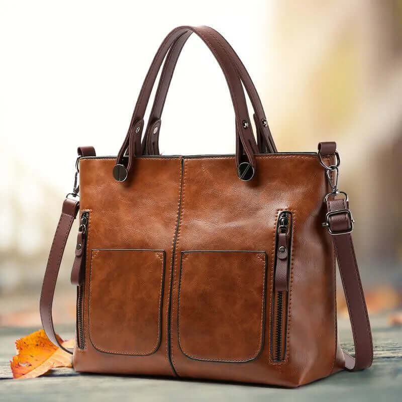 Dámská shopper kabelka přes rameno a crossbody se zipovými kapsami | Prostorná, do práce