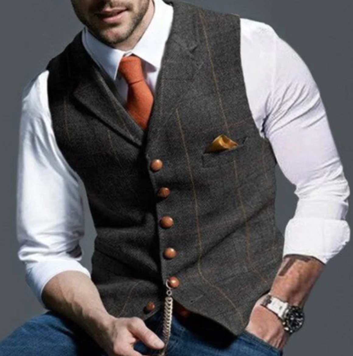 Gombos férfi ölténymellény