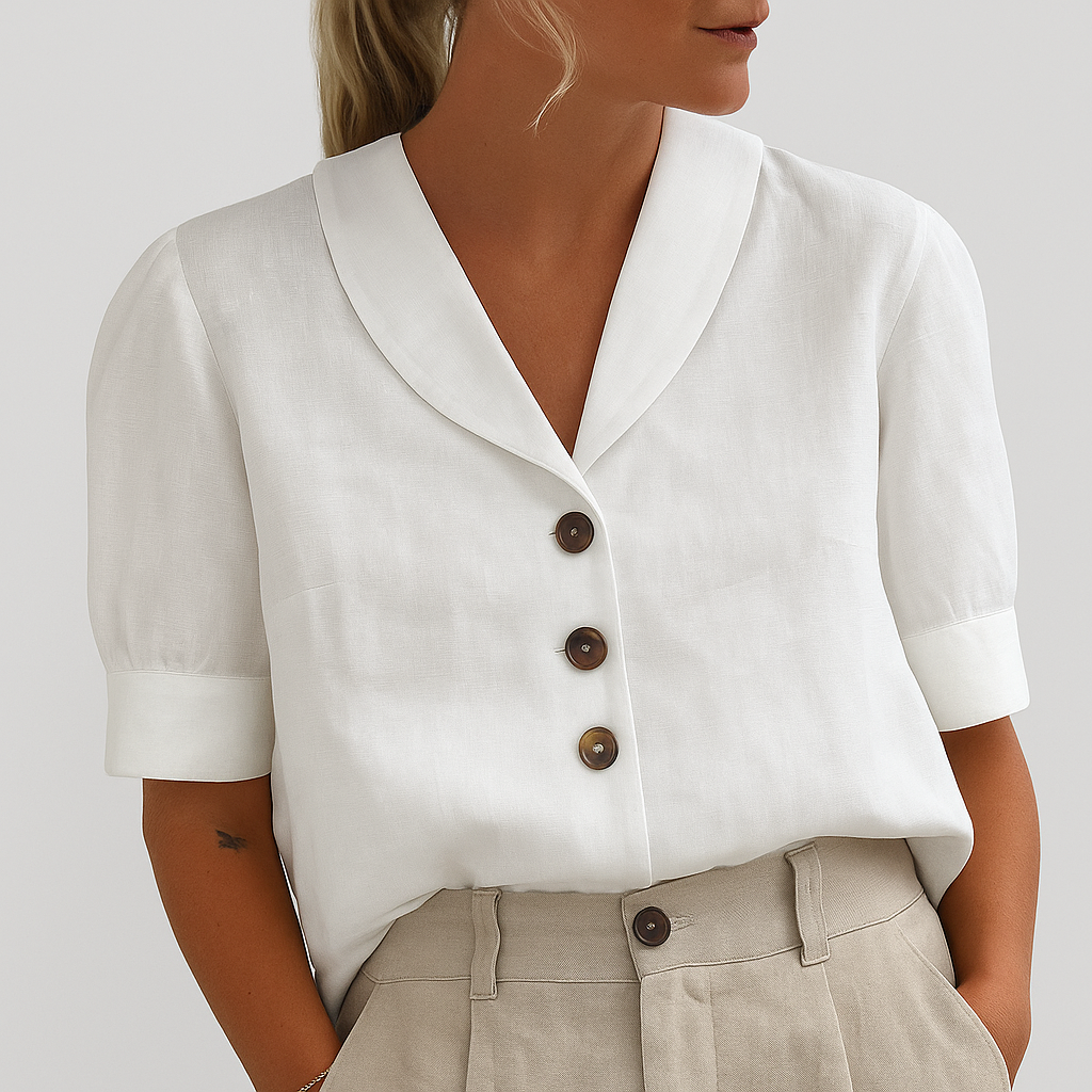 Women’s Short-Sleeve Button-Up Blouse