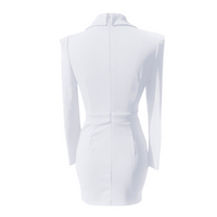 Robe blazer mini pour femme à manches longues et décolleté plongeant en V