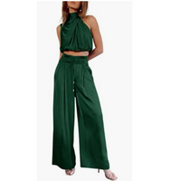 Elegant women's two-piece set with wide legs