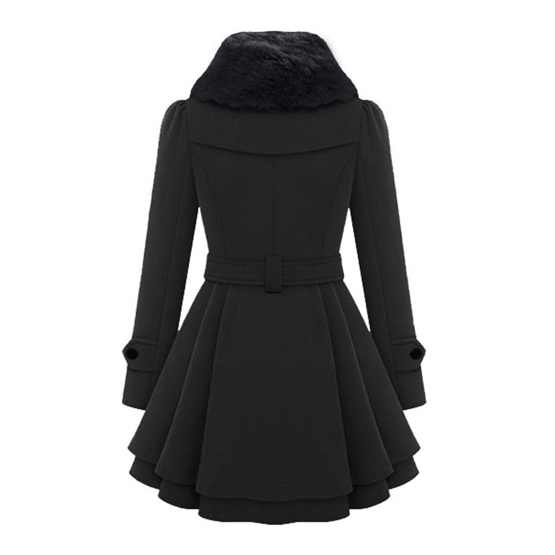 Elegantní dámská zimní bunda | Dvouřadá s páskem