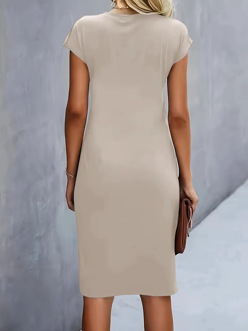 Robe midi cintrée pour femme avec fronces