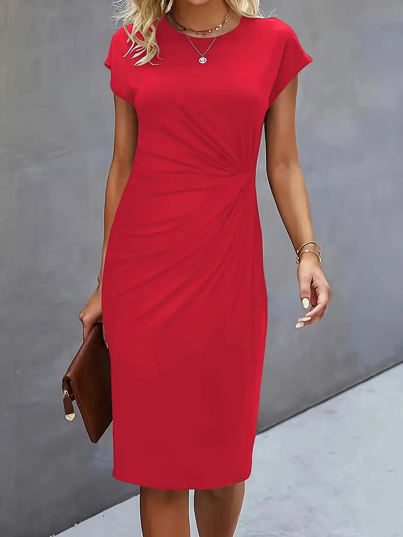 Robe midi cintrée pour femme avec fronces