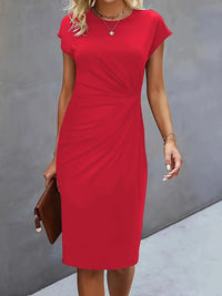 Robe midi cintrée pour femme avec fronces