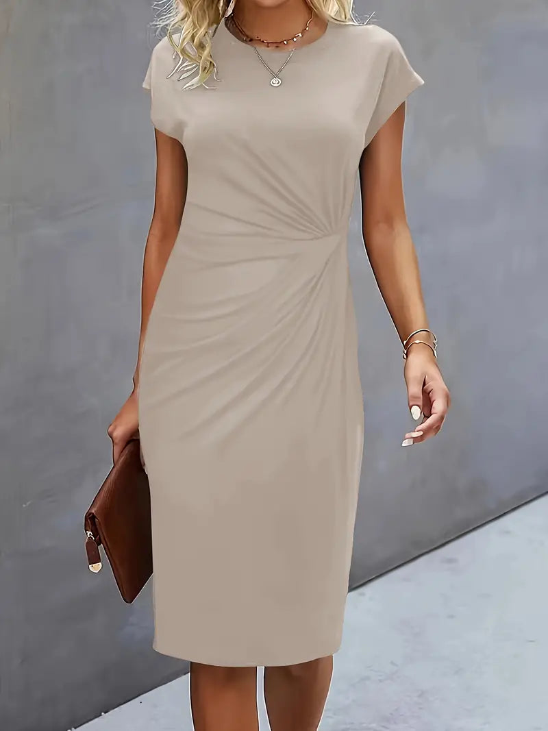 Robe midi cintrée pour femme avec fronces