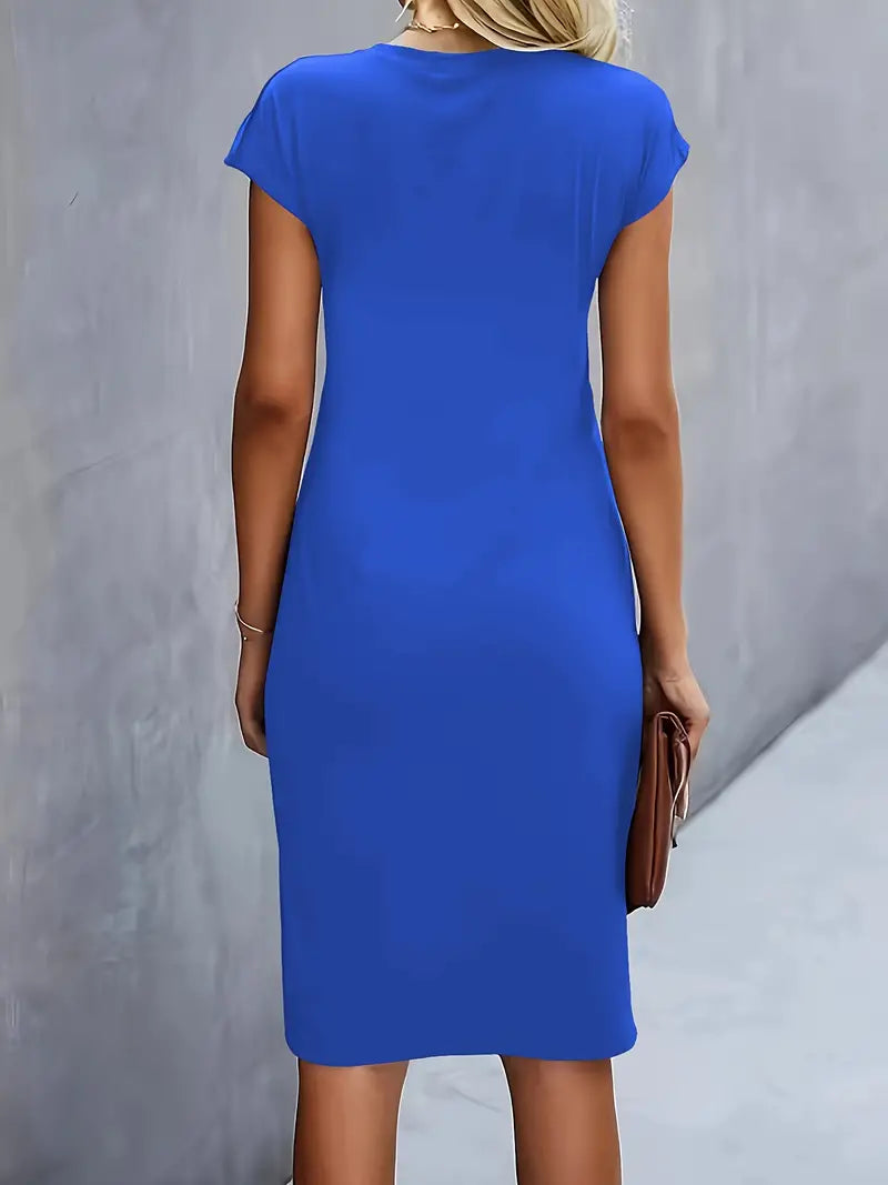 Robe midi cintrée pour femme avec fronces