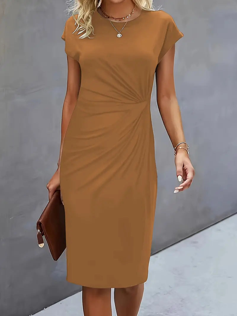 Robe midi cintrée pour femme avec fronces