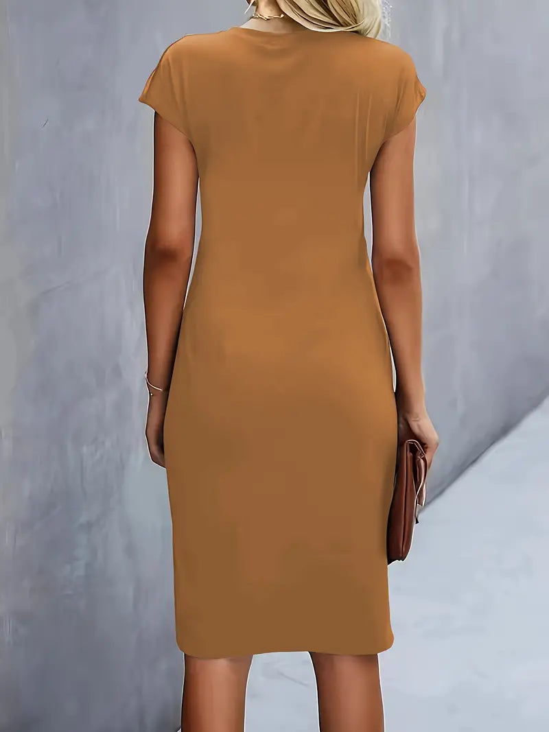 Robe midi cintrée pour femme avec fronces