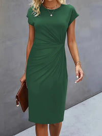 Robe midi cintrée pour femme avec fronces
