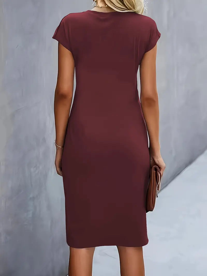 Robe midi cintrée pour femme avec fronces