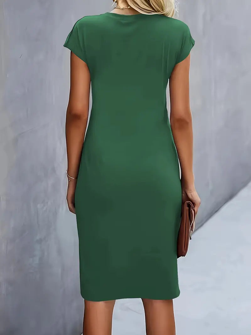 Robe midi cintrée pour femme avec fronces