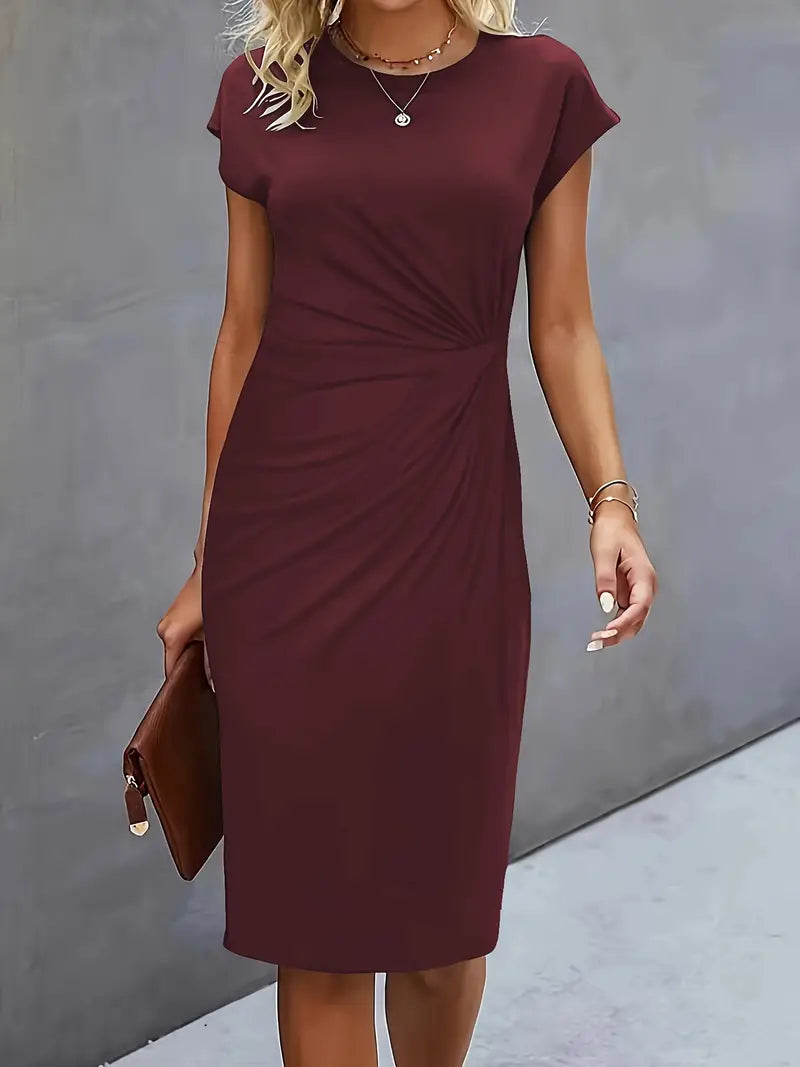 Robe midi cintrée pour femme avec fronces