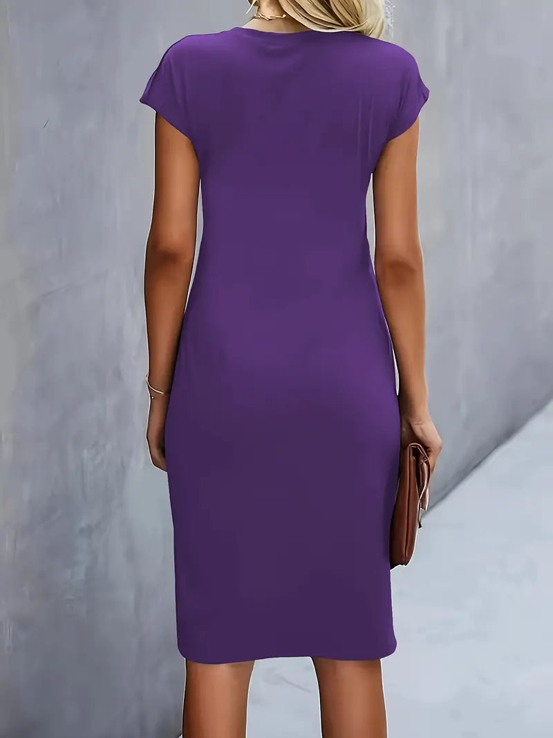 Robe midi cintrée pour femme avec fronces
