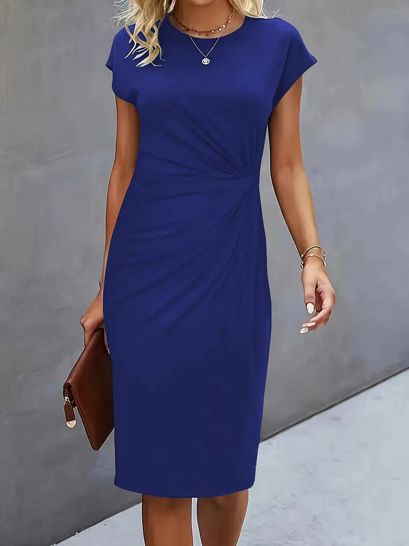Robe midi cintrée pour femme avec fronces