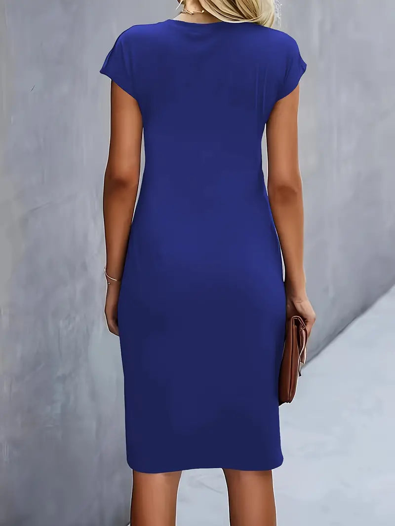 Robe midi cintrée pour femme avec fronces