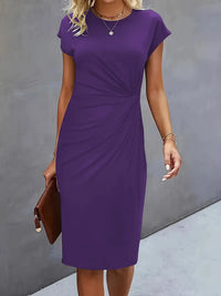 Robe midi cintrée pour femme avec fronces