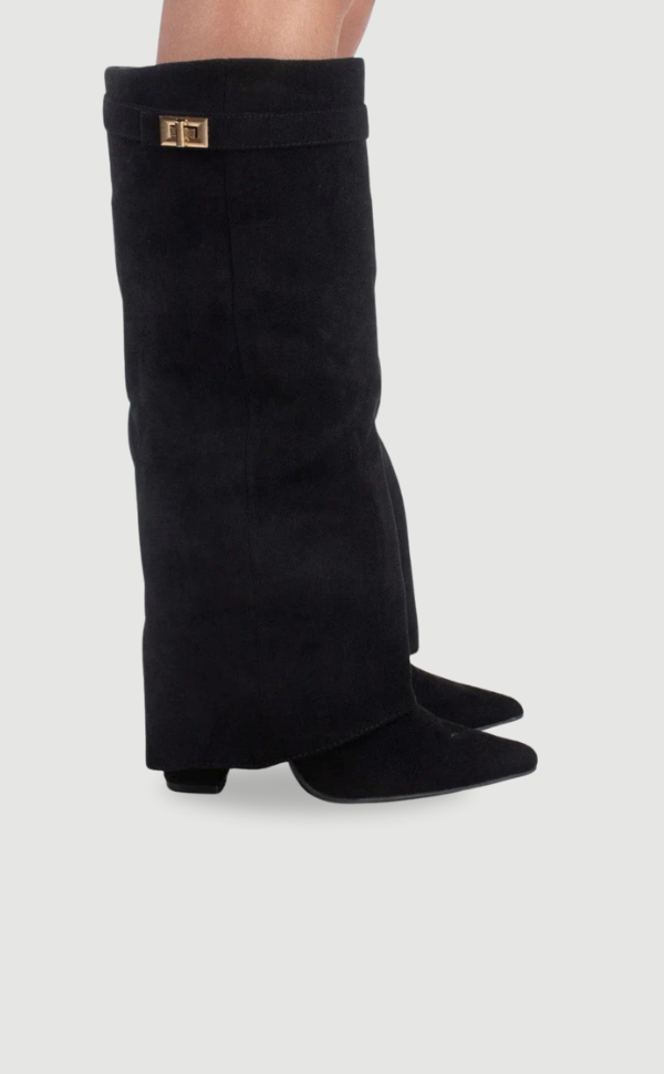 Γυναικείες χειμερινές μπότες μέχρι το γόνατο με φαρδιά γάμπα | Τακούνι τύπου μπλοκ και μυτερή μύτη
