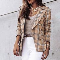 Women's fitted plaid blazer for the office