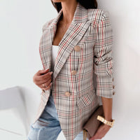 Women's fitted plaid blazer for the office