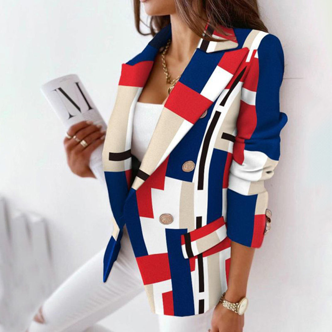 Women's fitted plaid blazer for the office