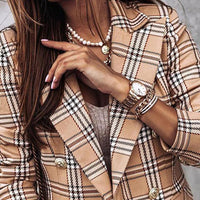 Women's fitted plaid blazer for the office