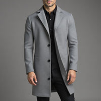 Men's slim-fit single-breasted knee-length coat