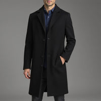 Men's slim-fit single-breasted knee-length coat