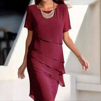 Robe élégante à volants pour femme à manches courtes