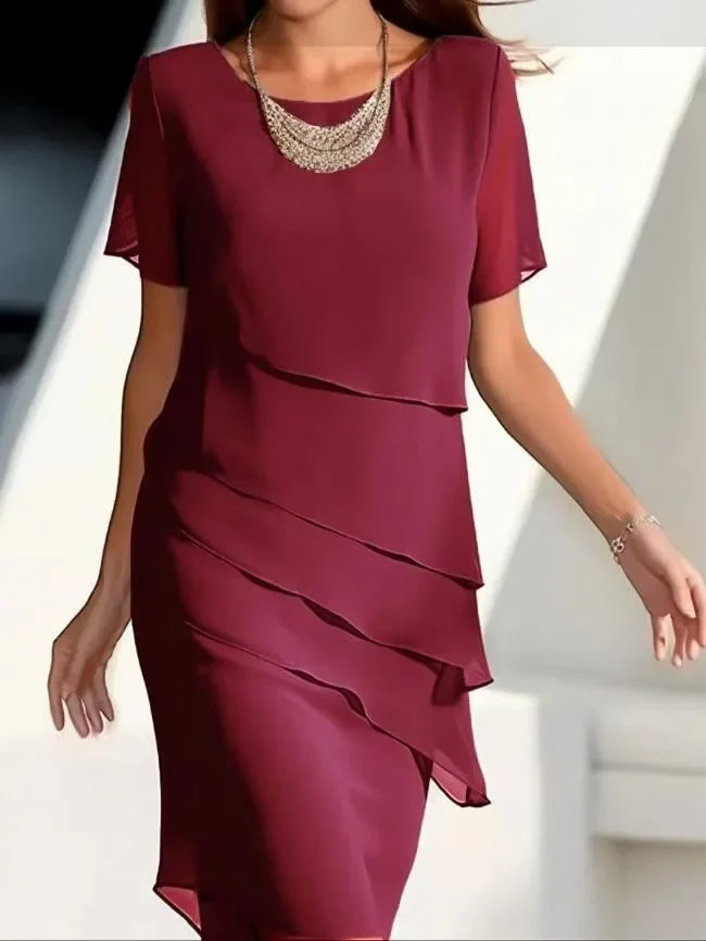 Robe élégante à volants pour femme à manches courtes