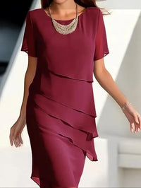 Robe élégante à volants pour femme à manches courtes