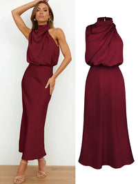 Elegant Women’s Midi Dress with a Draped Neckline