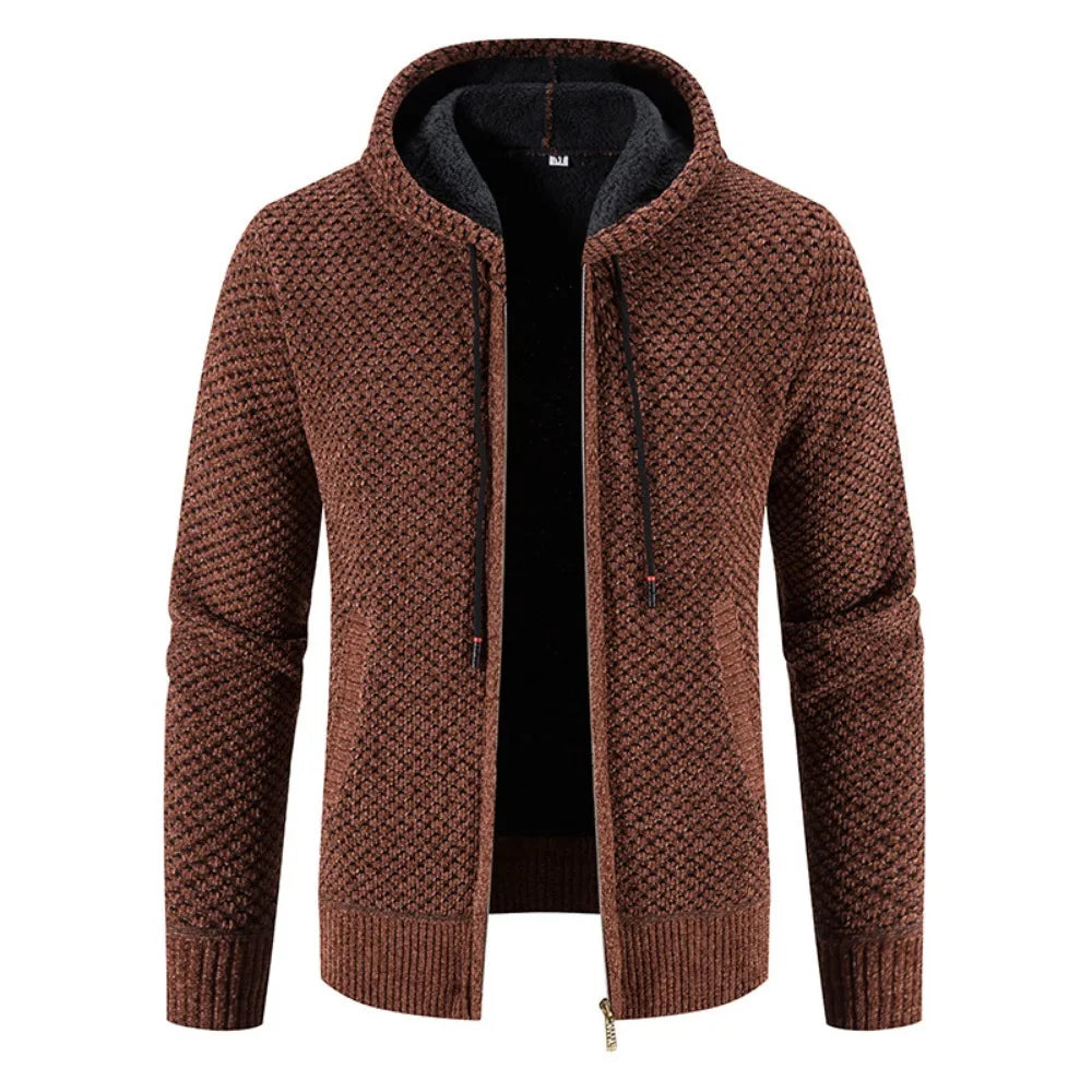 Cardigan da uomo con cappuccio e zip