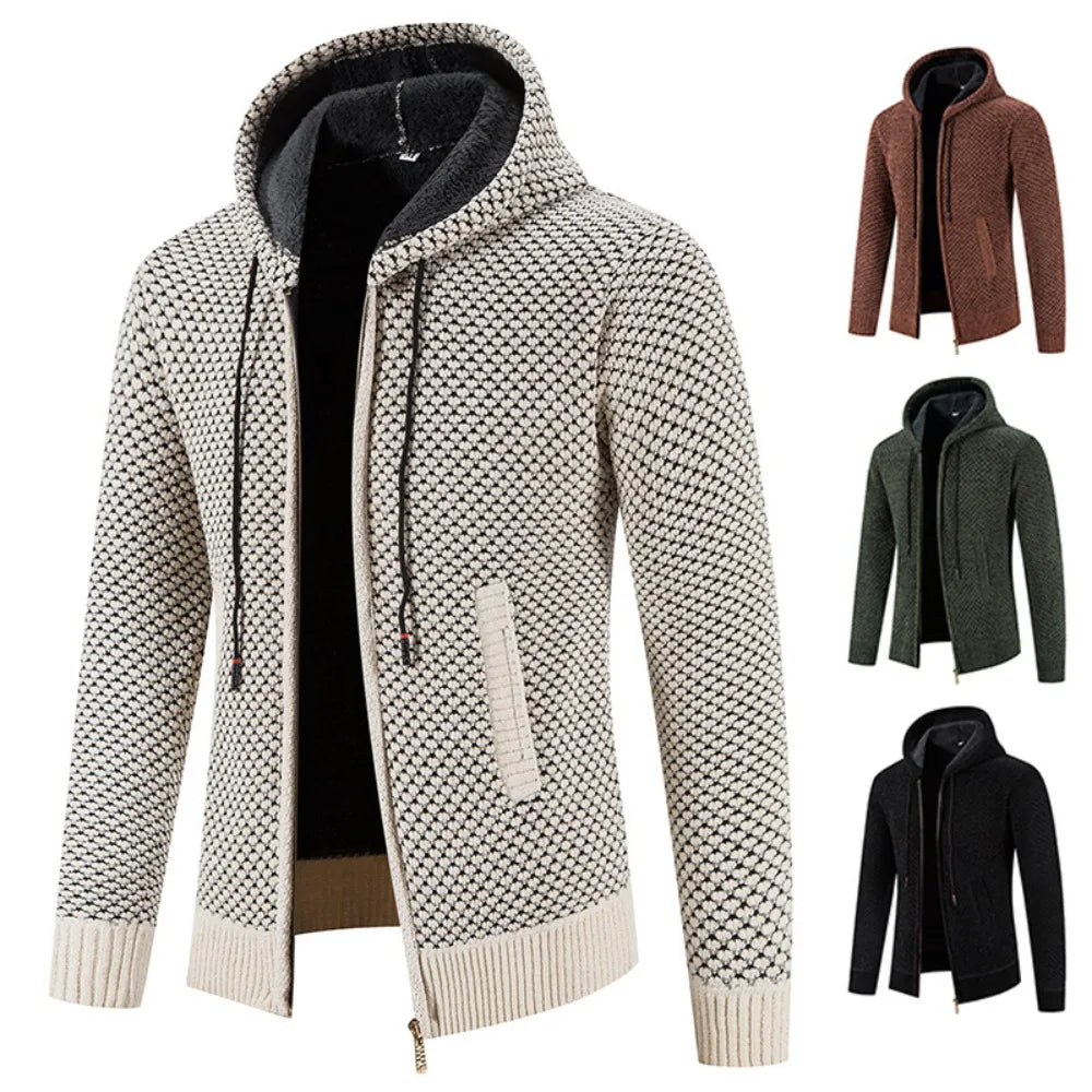 Cardigan da uomo con cappuccio e zip