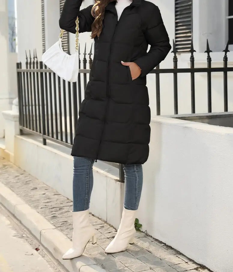 Cappotto invernale da donna | Lungo e caldo cappotto imbottito
