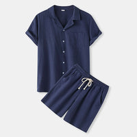 Completo da uomo in lino con camicia e pantaloncini